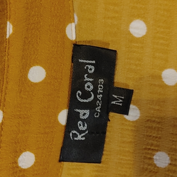 Red Coral Mustard Yellow Polka Dot A Line Tunic Style with Pockets Medium - Picture 5 of 12